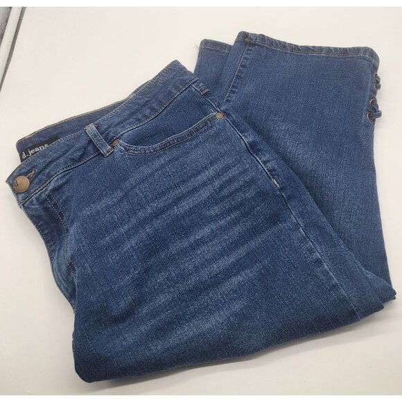 d. jeans Womens 16W Capri Denim Pants Criss Cross Grommet Design - Picture 3 of 8